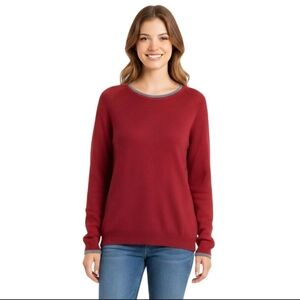 Wintersilks Silk Cashmere Burgundy Gray Long Sleeve Base Layer Sweater Size L